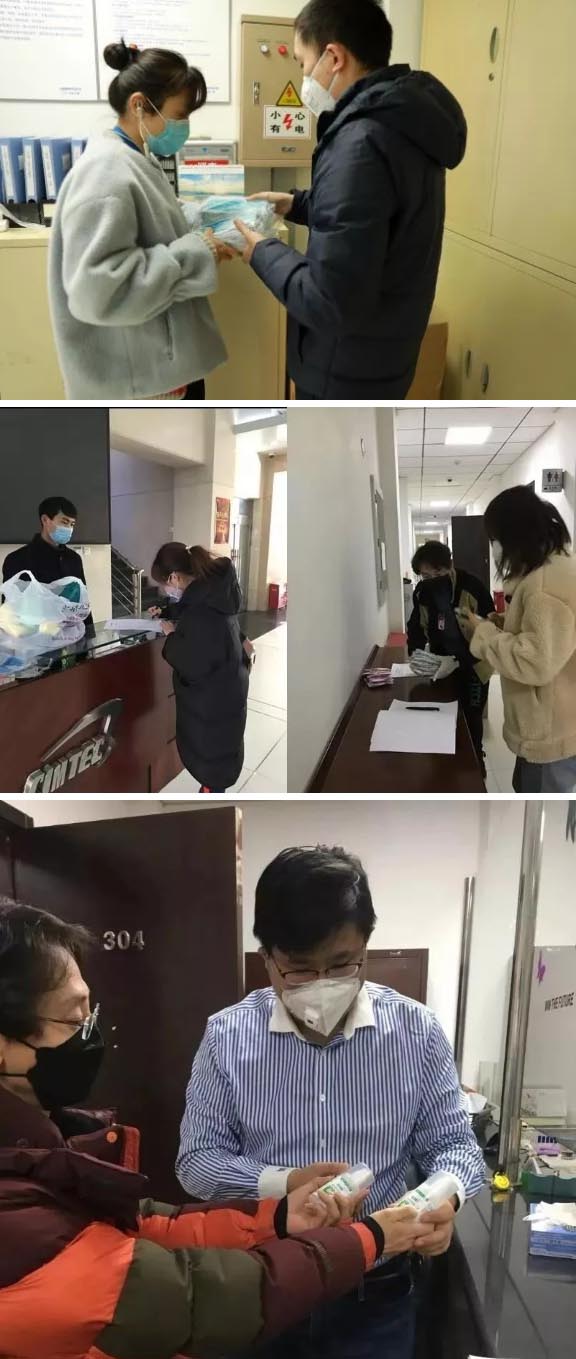 發(fā)放防護物資：口罩、手套、消毒液、洗手液